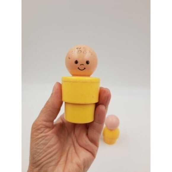 Vtg 1974 Fisher Price Little People Dog Yellow Big Chunky Jumbo Figure Lot of 3 - Picture 3 of 6